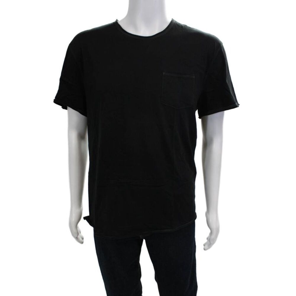 John Varvatos Star USA Mens Black Cotton Crew Neck Short Sleeve Tee Size 2XL